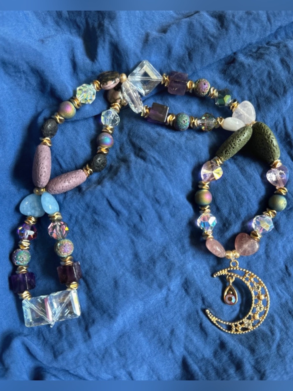 Secret Moon Wishes HangCharm (Amethyst, Strawberry And Rose Quartz And Druzy) - Picture 3 of 8